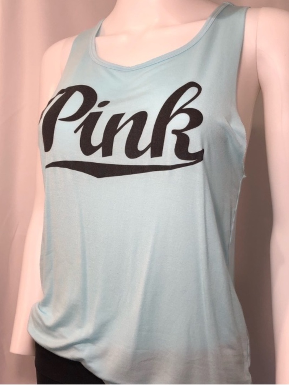 PINK Victoria's Secret Aqua Blue Logo Tank